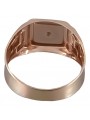 14K Rose Gold Men's Signet Ring with Zircon Stone csc018r