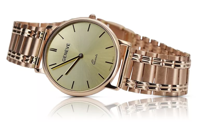 Вінтажний рожевий годинник з чоловічого золота 14k 585 Geneve Wristwatch mw004r&mbw009r