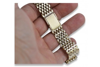 Pulsera de reloj de oro amarillo italiano de 14 quilates ajustable mbw005y