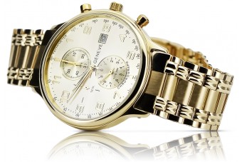 Reloj de pulsera Geneve de oro amarillo de 14k para hombre mw005ydg&mbw006yo