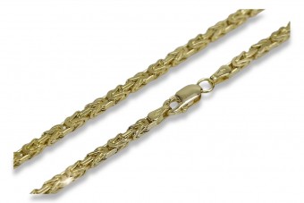 Chaîne en or jaune 14 carats Byzantine creuse 585 - 45 cm, 50 cm, 55 cm, 60 cm, 70 cm cc052y