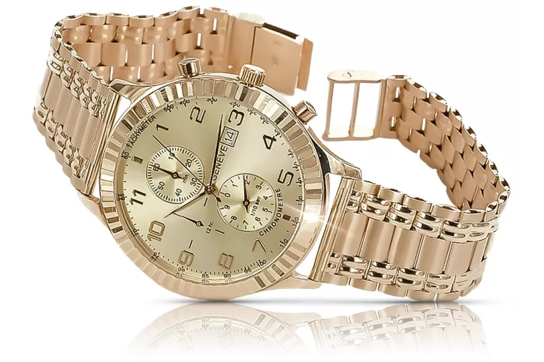 Reloj de oro para hombre Geneve ★ zlotychlopak.pl ★ Pureza de oro 585 333 Precio bajo!