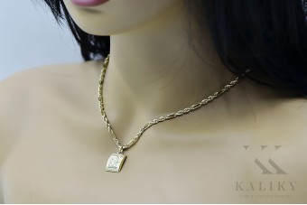 Médaille Mère de Dieu et chaîne en or 14 carats Corda Figaro pm001y&cc004y45