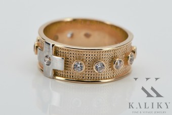 14K Rosé- & Weißgold, Zirkon Damenring in Rosenrot crc002rw