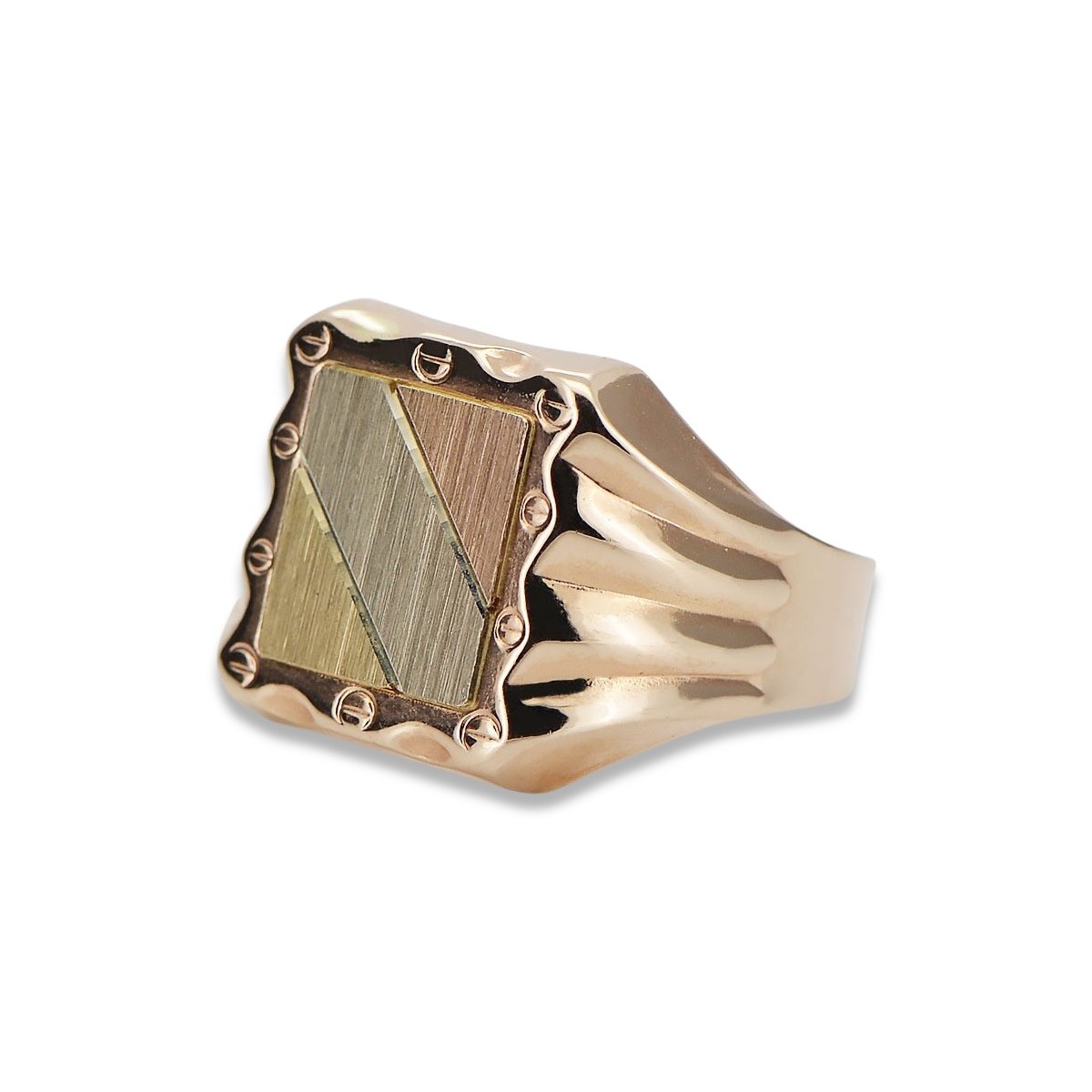 Anillo de sello para hombre, oro rosa 14K, sin piedras csn006r