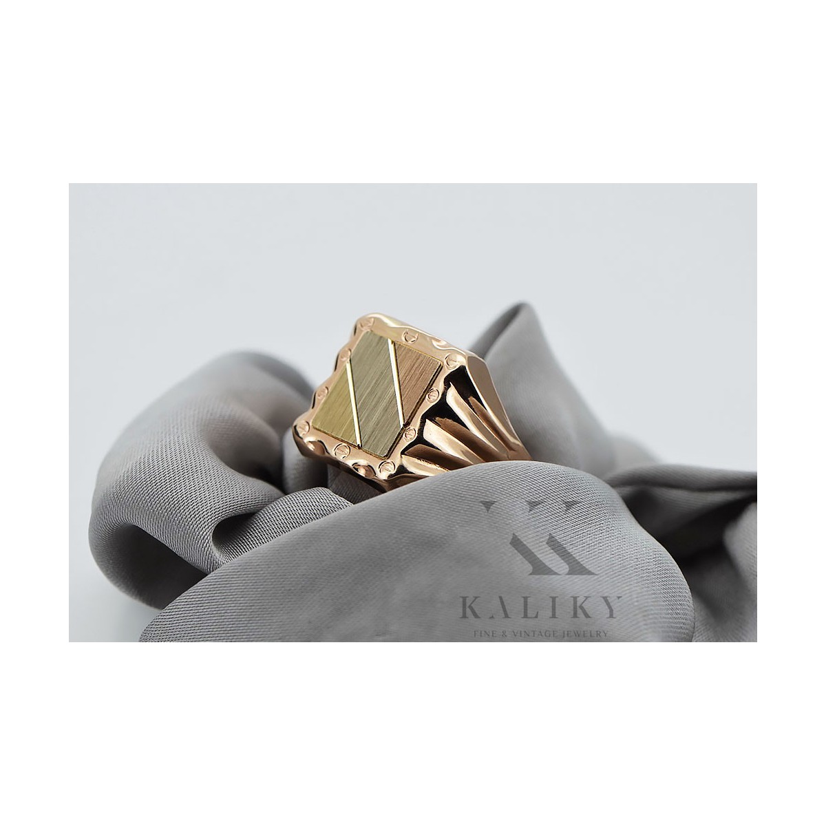 Anillo de sello para hombre, oro rosa 14K, sin piedras csn006r