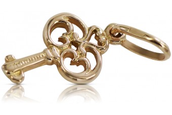 Vintage Sterling Silver Rose Gold Plated Key Pendant, No Stone vpn019rp