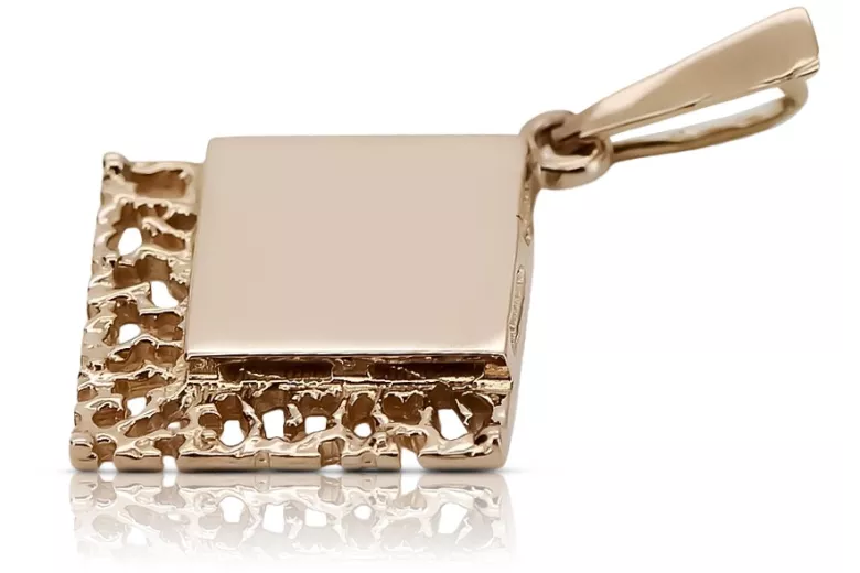 "No Stones Original Vintage 14K Rose Gold Square Pendant" vpn041 vpn041