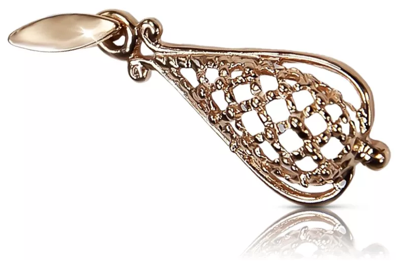 "Charme Vintage, Pendentif Feuille en Or Rose 14 carats 585 Sans Pierres" vpn082 vpn082