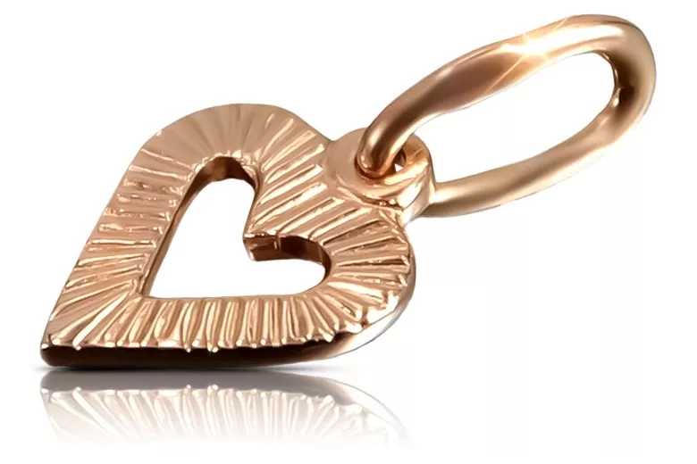 "Pendentif Coeur Vintage en Or Rose 14 carats 585 sans Pierres" vpn087 vpn087