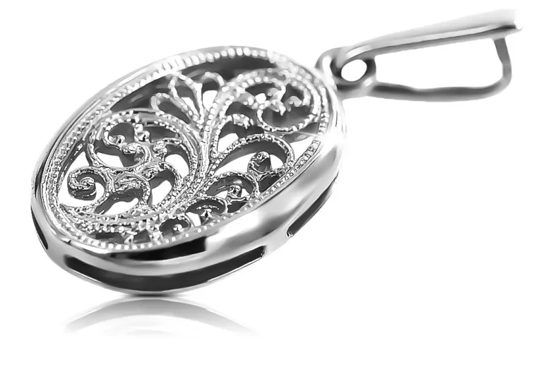 Pendentif ovale vintage en argent sterling 925, Pas de pierre vpn088s