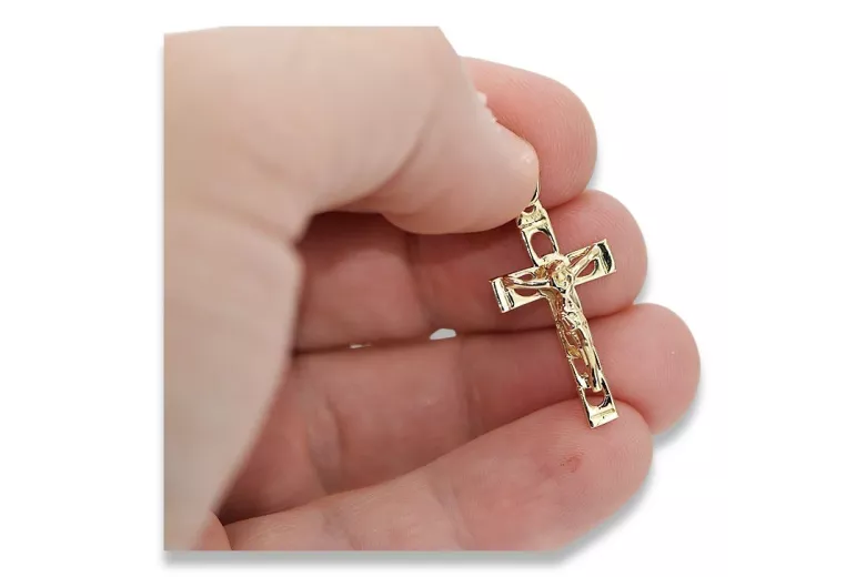 Golden Catholic Cross ★ russiangold.com ★ Gold 585 333 Low price