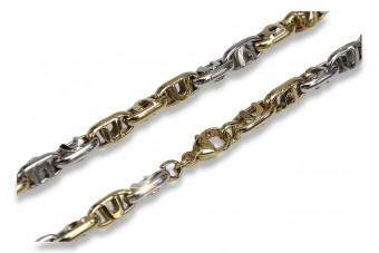 Италианско 14K жълто бяло злато верижка cc024yw