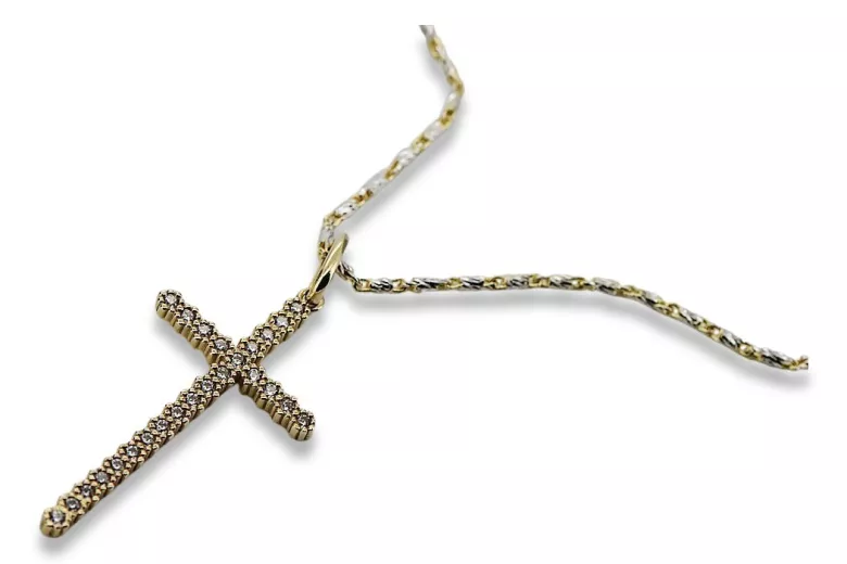 Faithful 14K Gold Chain with Catholic Cross & Anchor ctc029y&cc008yw