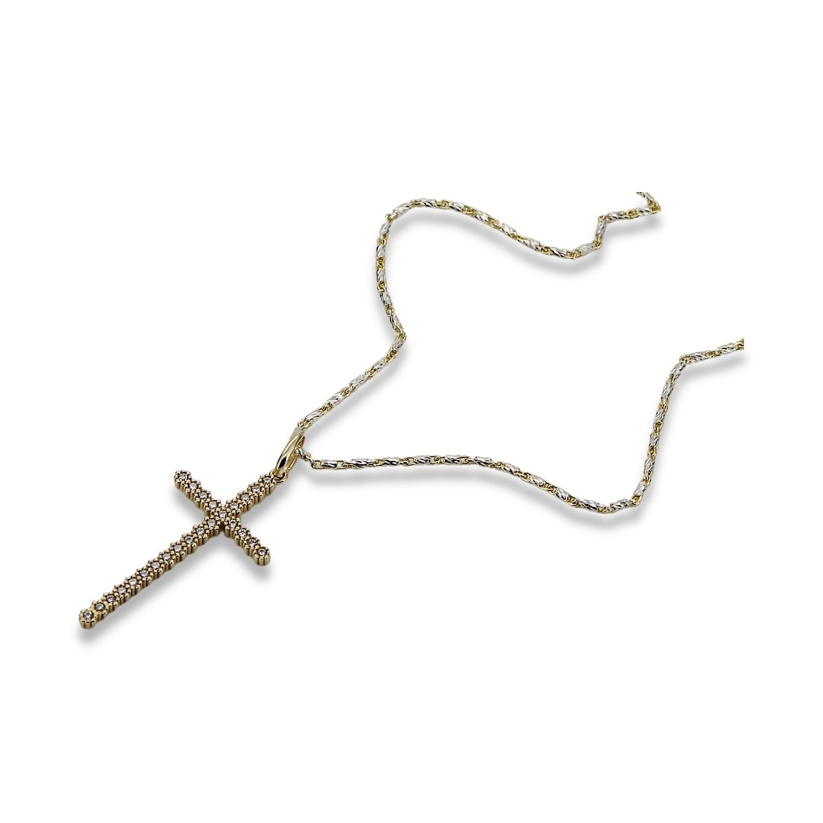 Faithful 14K Gold Chain with Catholic Cross & Anchor ctc029y&cc008yw