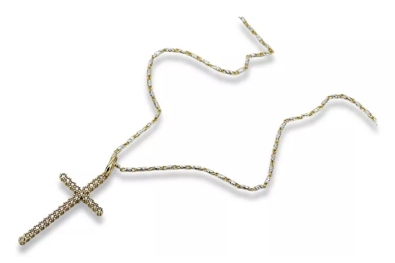 Faithful 14K Gold Chain with Catholic Cross & Anchor ctc029y&cc008yw