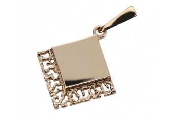 "No Stones Original Vintage 14K Rose Gold Square Pendant" vpn041 vpn041