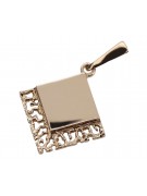 "Pendentif carré vintage sans pierres en or rose 14 carats 585" vpn041 vpn041