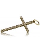 Cruce catolică vintage aur galben 14 cu roz și alb (Catholic cross vintage 14k yellow gold with pink and white) ctc029y