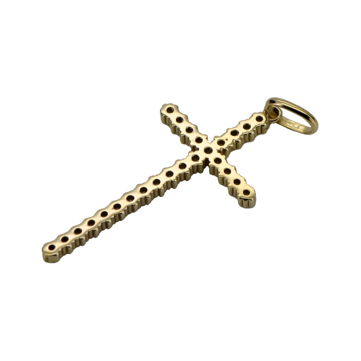 Cruce catolică vintage aur galben 14 cu roz și alb (Catholic cross vintage 14k yellow gold with pink and white) ctc029y