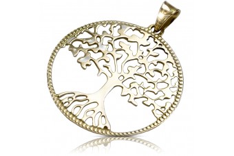 Colgante de árbol de la suerte en oro amarillo italiano de 14k cpn006y