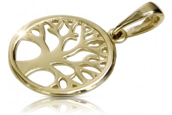 14K Yellow Gold Lucky Tree Pendant, M cpn008y