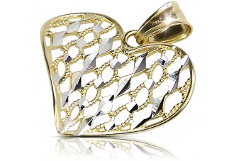 "Elegant 14K Yellow White Gold Italian Heart Pendant" cpn023yw cpn023yw