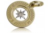 Magnifique Pendentif Compas en Or Jaune Blanc 14k d'Italie Originale cpn032yw cpn032yw