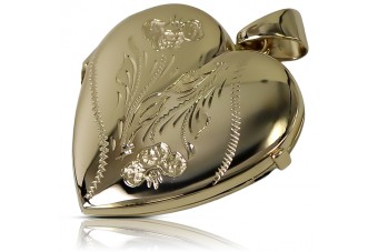 Colgante de corazón de oro amarillo 14k hermoso cpn047y