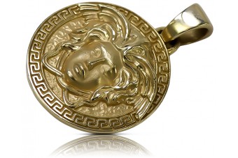 14K Yellow Gold Jellyfish Greek Pendant with Multiple Stones cpn049y