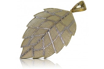 Colgante moderno de hoja en oro amarillo italiano de 14k cpn050yw