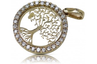 Colgante de árbol de la suerte en oro amarillo y blanco de 14k cpc044y