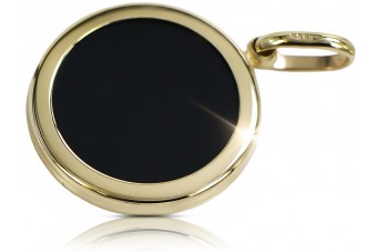 "Elegantes Griechisches Onyx Anhänger in 14K Gelb- & Weißgold" cpc033yw cpc033yw