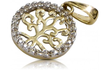 14 Karat Gelbgold Schöner Glücklicher Baum Anhänger cpc007y