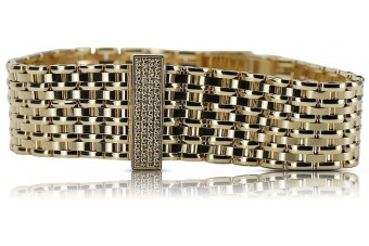 Pulsera de Oro para Hombre 14k 585 Estilo Reloj Italiano Cpc058y&mbw013y