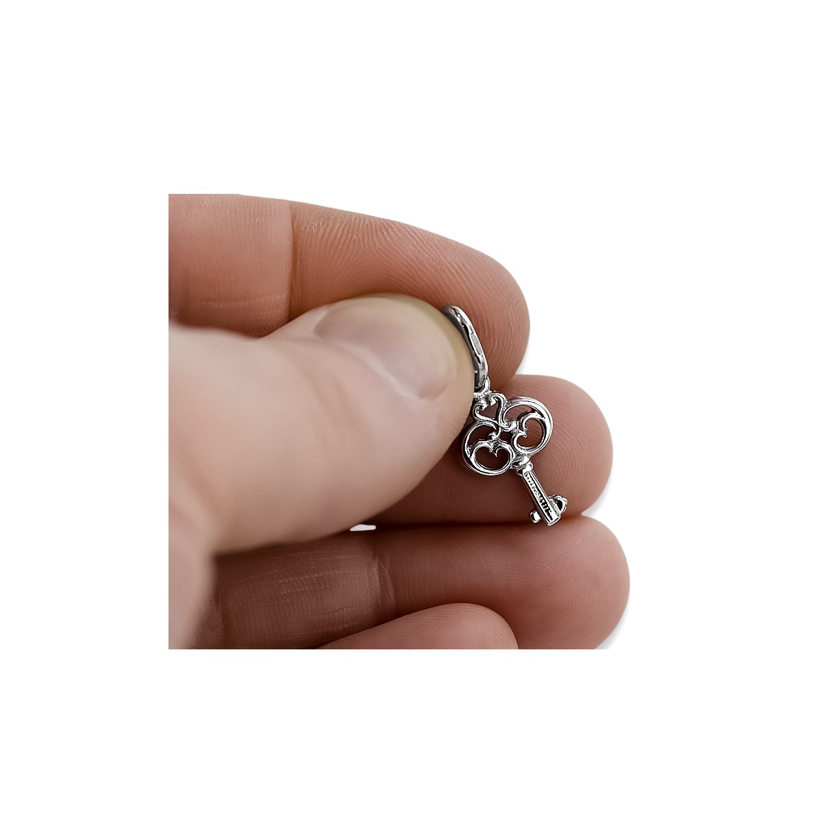 Pendentif clé vintage en argent sterling 925, Pas de pierre vpn019s