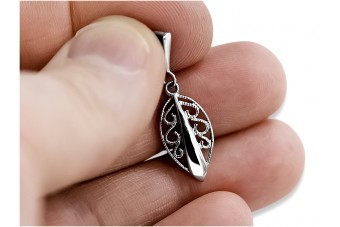 Sterling Silver 925 Vintage Leaf Pendant - No Stone vpn081s