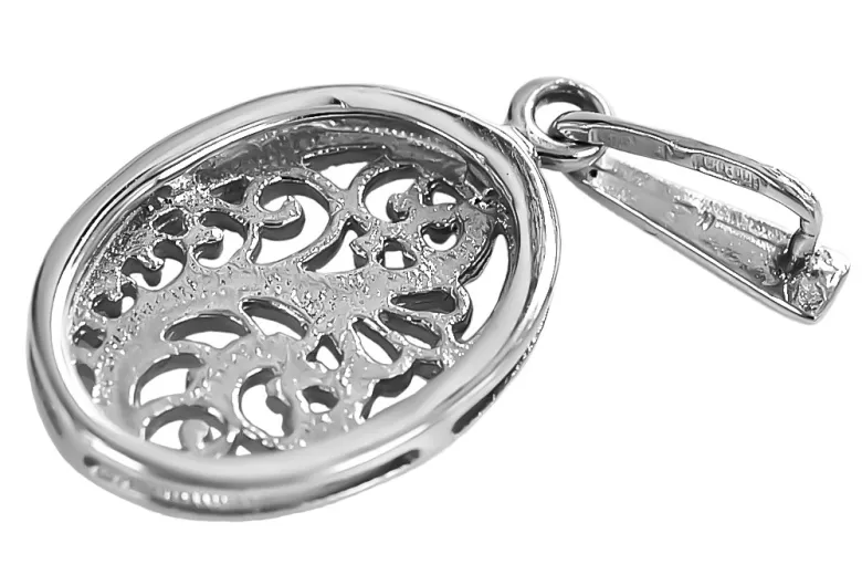 Pendentif ovale vintage en argent sterling 925, Pas de pierre vpn088s