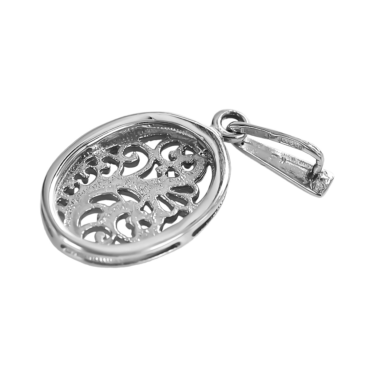 Pendentif ovale vintage en argent sterling 925, Pas de pierre vpn088s