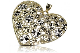 Wunderschöner moderner Herzanhänger aus 14K Gelb- & Weißgold  cpn003yw cpn003yw