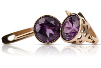 "Classic Amethyst Earrings in 14K Original Vintage Rose Gold" vec107 vec107