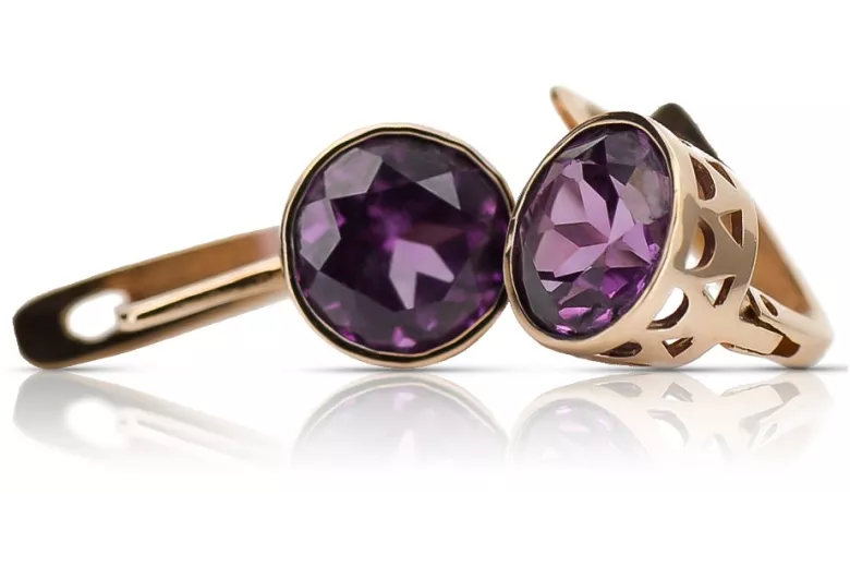 "Edle Amethyst Ohrringe in Original Vintage-Roségold 14 Karat" vec107 vec107