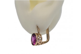 Boucles d'oreilles vintage en Améthyste et Or rose 14 carats 585 vec107 vec107