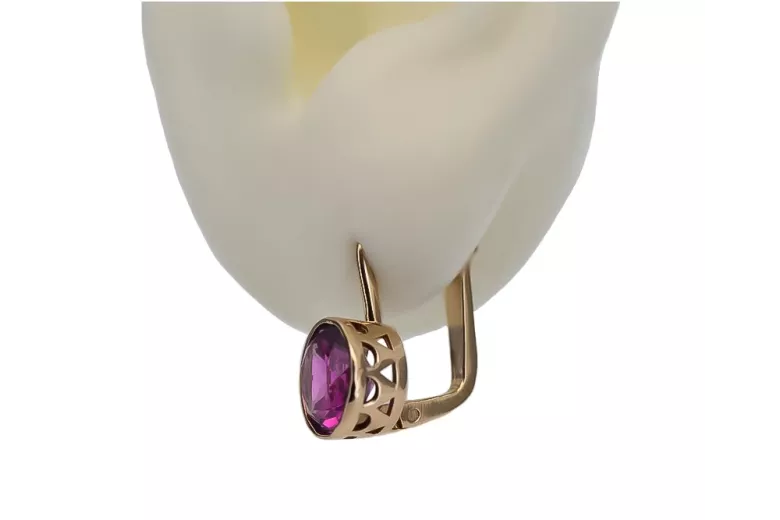 "Edle Amethyst Ohrringe in Original Vintage-Roségold 14 Karat" vec107 vec107