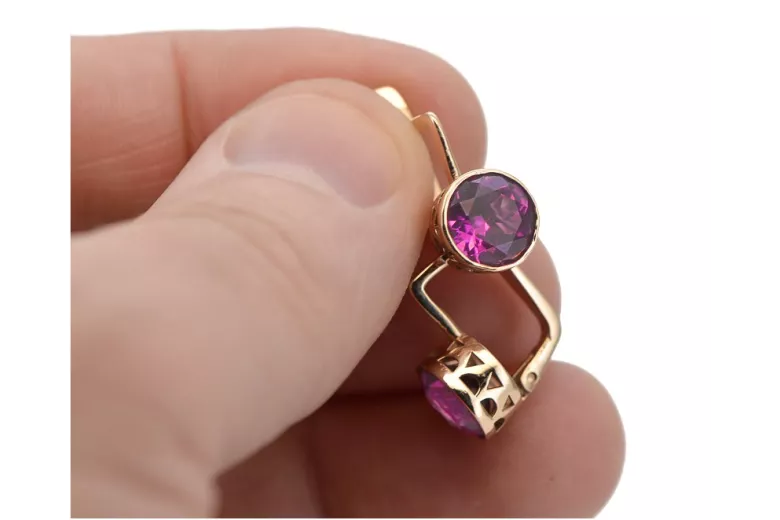 "Edle Amethyst Ohrringe in Original Vintage-Roségold 14 Karat" vec107 vec107