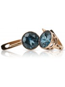 "Classic Aquamarine Studs in 14K Rose Gold - Vintage Original" vec107 vec107