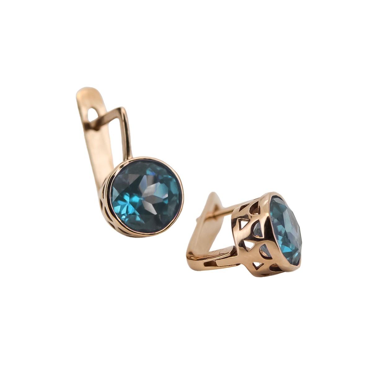 "Classic Aquamarine Studs in 14K Rose Gold - Vintage Original" vec107 vec107