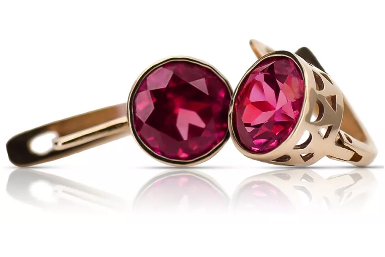 "Classic Ruby Accents in 14K Rose Gold Vintage Earrings" vec107 vec107