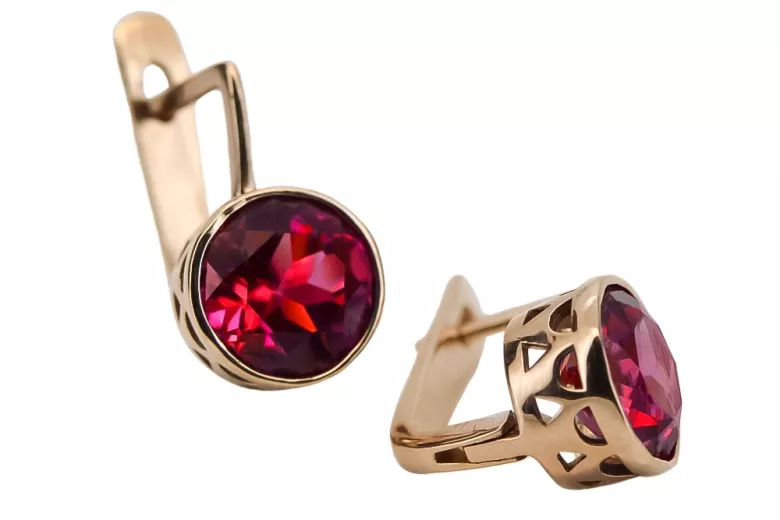 "Classic Ruby Accents in 14K Rose Gold Vintage Earrings" vec107 vec107