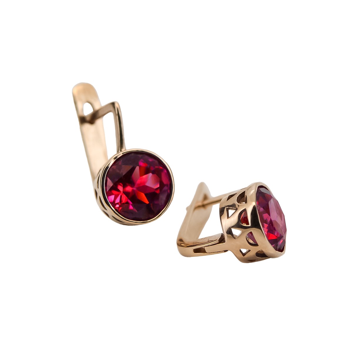 "Classic Ruby Accents in 14K Rose Gold Vintage Earrings" vec107 vec107